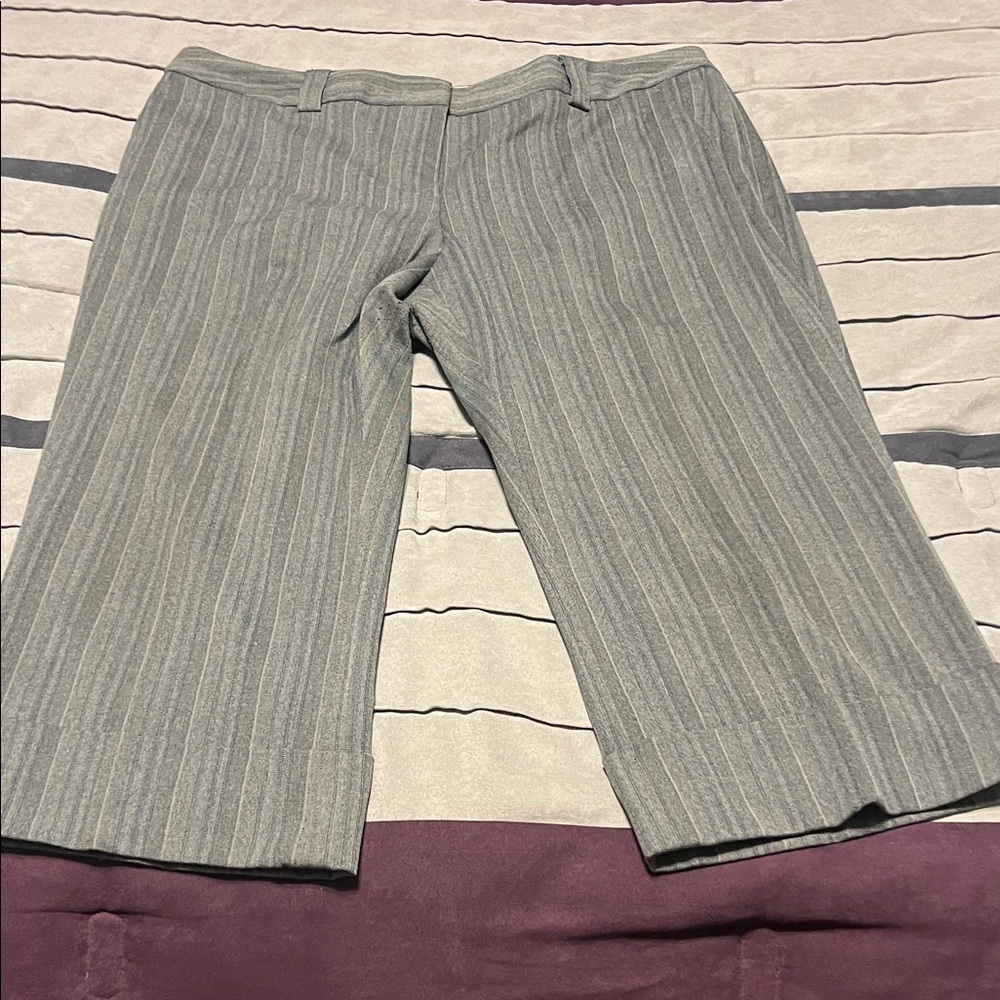 Vintage Casual Corner, Pinstripe Wide-Leg Cropped Pants, Size 16